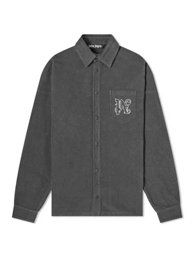 Monogram Overshirt Anthracite PMES002E23FAB0011103 - PALM ANGELS - BALAAN 1