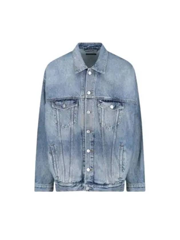 Back Logo Print Oversized Denim Jacket Blue - BALENCIAGA - BALAAN 2