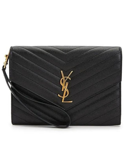 Grain De Poudre Cassandre Clutch Bag Black - SAINT LAURENT - BALAAN 2