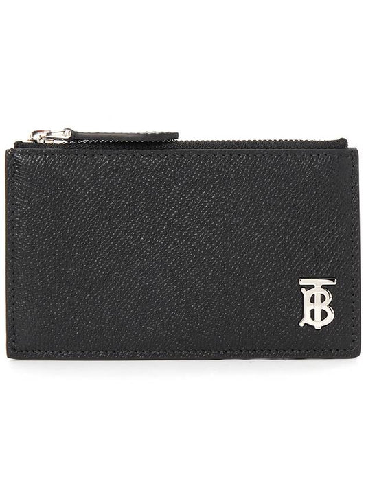 TB Logo Zipper Calfskin Card Wallet Black - BURBERRY - BALAAN 2