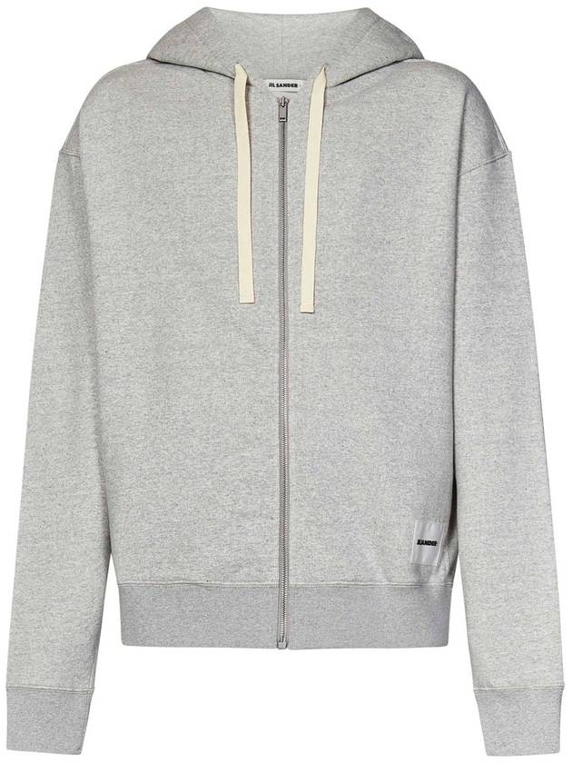 Logo Patch Cotton Zip-up Hoodie Light Grey - JIL SANDER - BALAAN 2