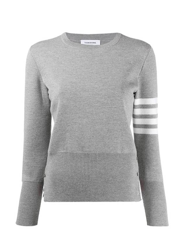 4-Bar Milano Stitch Crew Neck Knit Top Light Grey - THOM BROWNE - BALAAN 2