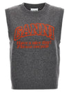 Logo Intarsia Knit Vest Grey - GANNI - BALAAN 1