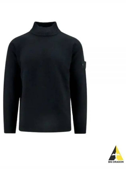 Ghost Piece Mock Neck Virgin Wool Knit Top Black - STONE ISLAND - BALAAN 2