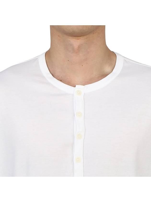 Men's Henry Neck Cotton Short Sleeve T-Shirt White - TEN C - BALAAN 9