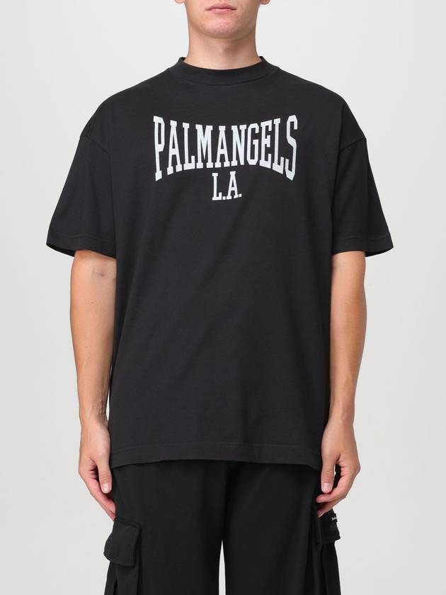 T-shirt Palm Angels in cotone con logo - PALM ANGELS - BALAAN 1