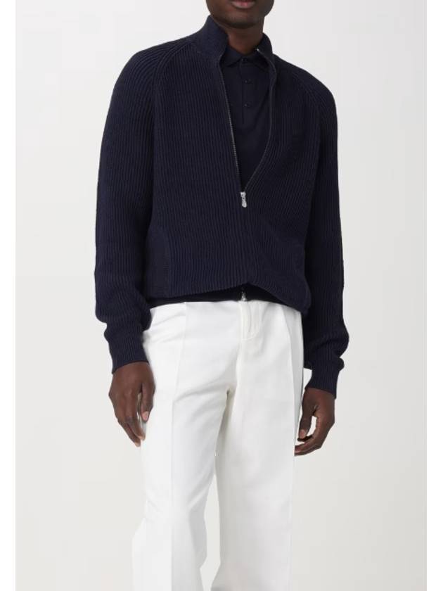 Ribbed Cotton Full-Zip Cardigan Navy - BRUNELLO CUCINELLI - BALAAN 3