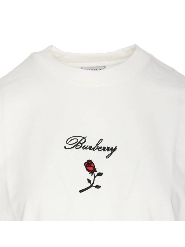 Rose Embroidered Logo Short Sleeve T-shirt White - BURBERRY - BALAAN 4