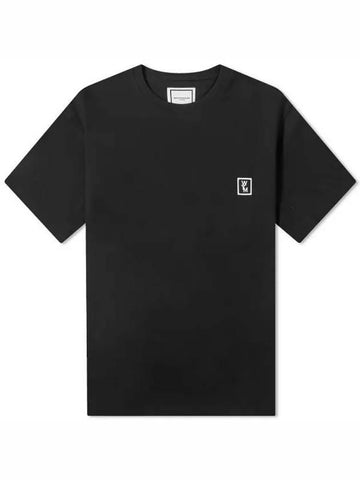 Back Logo Round Neck Cotton Short Sleeve T-Shirt Black - WOOYOUNGMI - BALAAN 1