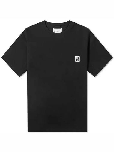 Back Logo Round Neck Cotton Short Sleeve T-Shirt Black - WOOYOUNGMI - BALAAN 1