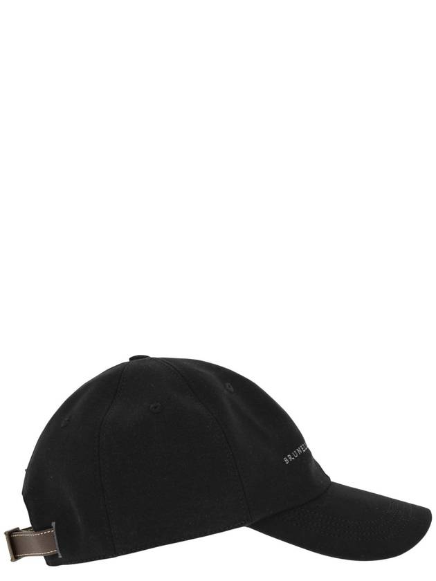 Embroidered Logo Cotton Ball Cap Black - BRUNELLO CUCINELLI - BALAAN 3