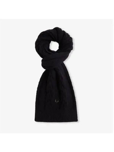 Fred Perry Lambswool Cable Scarf Black CFPU2438145 102 - FRED PERRY - BALAAN 1