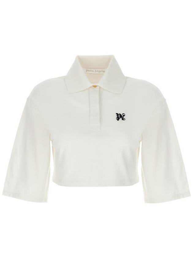 PA Monogram Crop Polo Top PWGB012S24FAB0010310 - PALM ANGELS - BALAAN 2