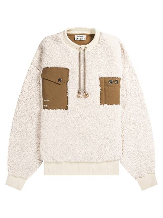 12Th Anniversary Faux Shearling Pocket Sweatshirt Ivory - ACNE STUDIOS - BALAAN 1