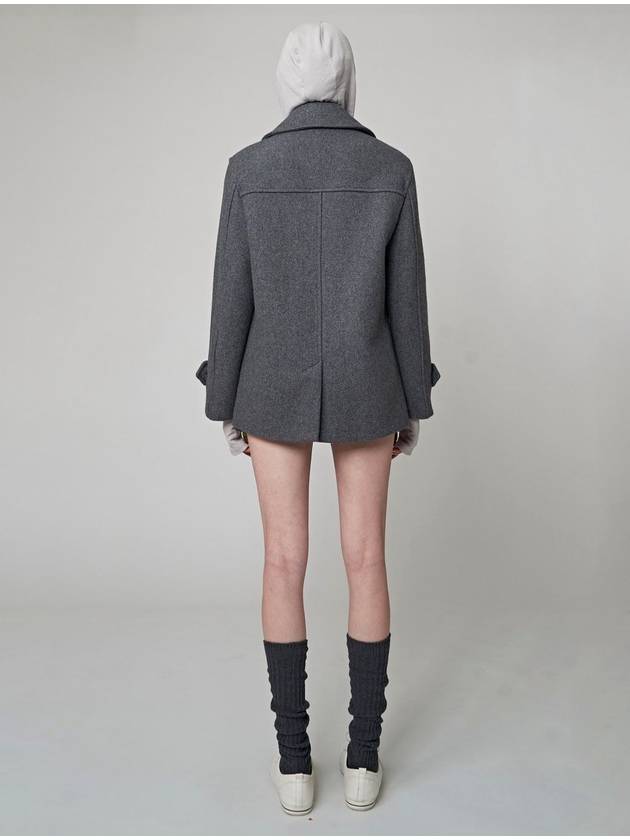 Wool Blend Pea Coat Melange Grey - ATHPLATFORM - BALAAN 8