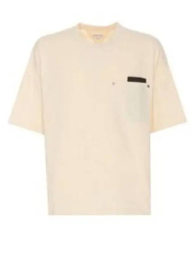 Leather Detailing Short Sleeve T-Shirt Ivory - BOTTEGA VENETA - BALAAN 2