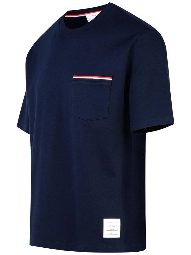 Cotton Oversized Pocket Short Sleeve T-Shirt Navy - THOM BROWNE - BALAAN 3