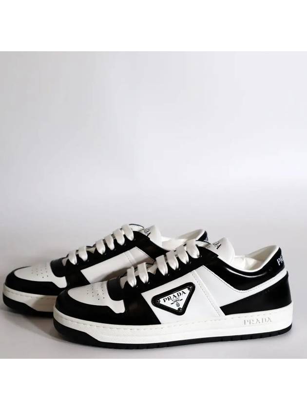 Downtown Perforated Leather Low Top Sneakers White Black - PRADA - BALAAN 6