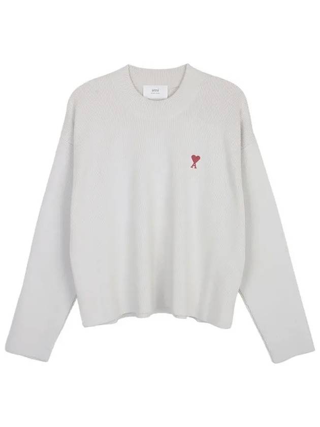 De Coeur Small Heart Logo Knit Top Light Grey - AMI - BALAAN 2