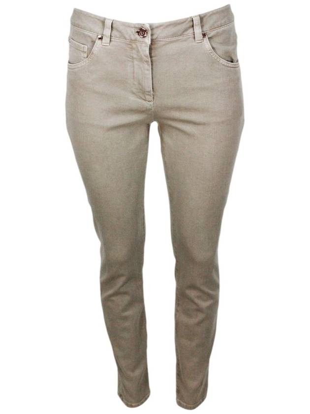 Denim Straight Pants MH137P5679C9504 Beige freddo - BRUNELLO CUCINELLI - BALAAN 2