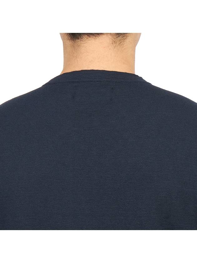 Logo Patch Crew Neck Cotton Nylon Knit Top Navy - STONE ISLAND - BALAAN 8