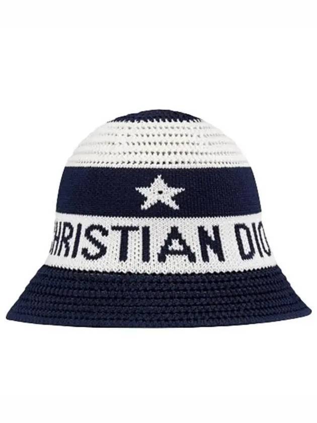 D Tulip Mesh Bucket Hat Navy White - DIOR - BALAAN 1