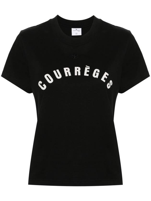 AC Straight Printed Short Sleeve T-Shirt Black - COURREGES - BALAAN 2