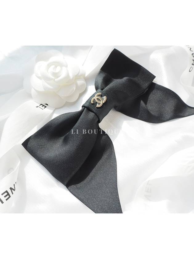 CC Logo Ribbon Silk Hairpin Black AA9854 - CHANEL - BALAAN 2