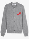 Women's Double Heart Wappen Gray Cardigan AZ N071 051 1 - COMME DES GARCONS PLAY - BALAAN 3