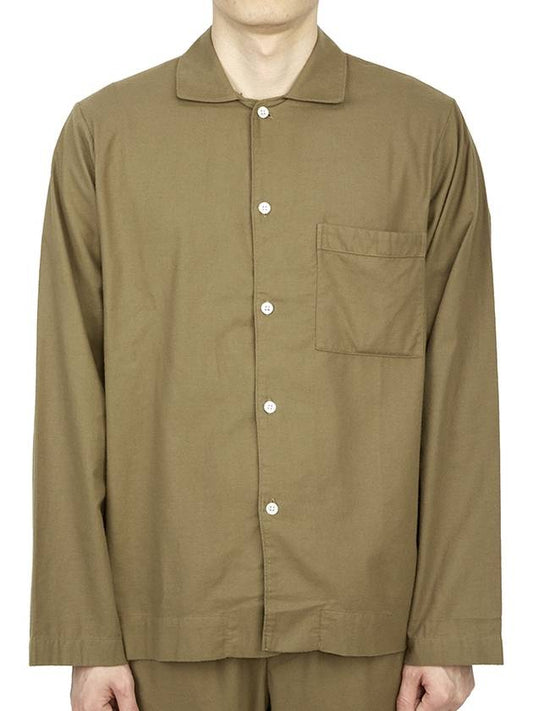 Poplin Pajamas Long Sleeve Shirt Moss - TEKLA - BALAAN 2