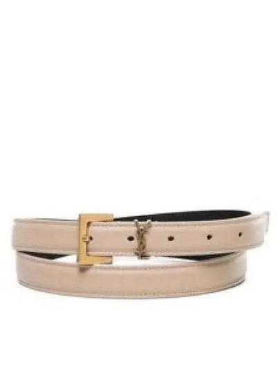 Monogram Square Leather Belt Beige - SAINT LAURENT - BALAAN 2