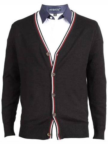 Black color matching line slim fit cardigan - IKALOOOK - BALAAN 1