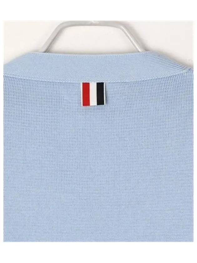 Milano Stitch Sprite Armband Cotton V-neck Cardigan Light Blue - THOM BROWNE - BALAAN 5