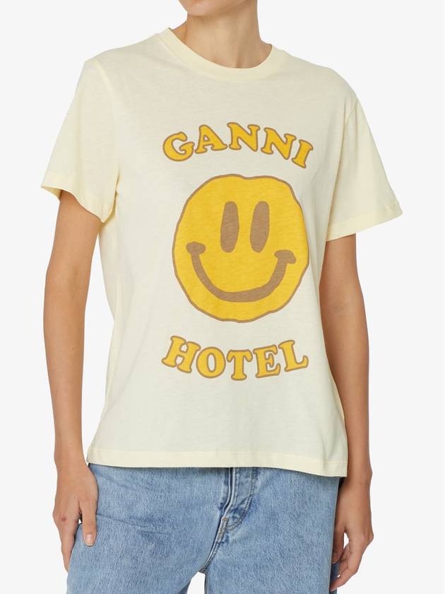 Women's Smile Short Sleeve T-Shirt Yellow - GANNI - BALAAN 2