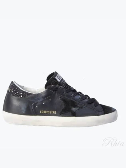 Superstar Glitter Tab Leather Low Top Sneakers Black - GOLDEN GOOSE - BALAAN 2