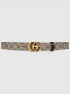 GG Marmont Supreme Canvas Leather Reversible Belt Beige Black - GUCCI - BALAAN 2