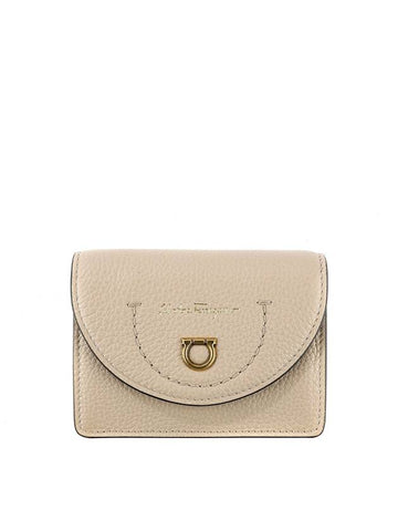 Leather Travel Card Wallet Beige - SALVATORE FERRAGAMO - BALAAN 1