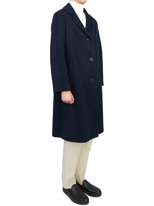 Signature Stitch Wool Single Coat Navy - MAISON MARGIELA - BALAAN.