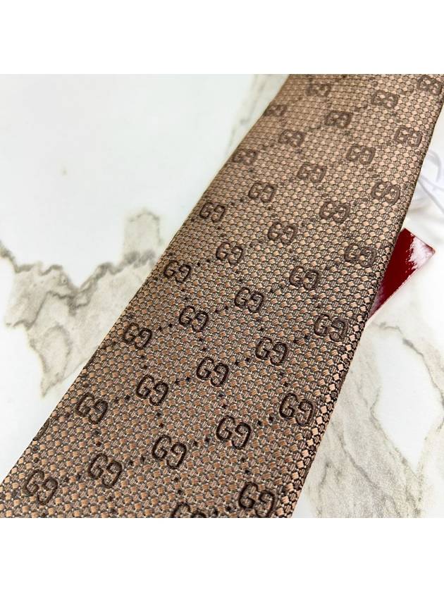 GG Silk Jacquard Tie Brown - GUCCI - BALAAN 8