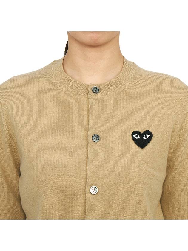 Black Wappen Wool Round Neck Cardigan Beige - COMME DES GARCONS PLAY - BALAAN 7