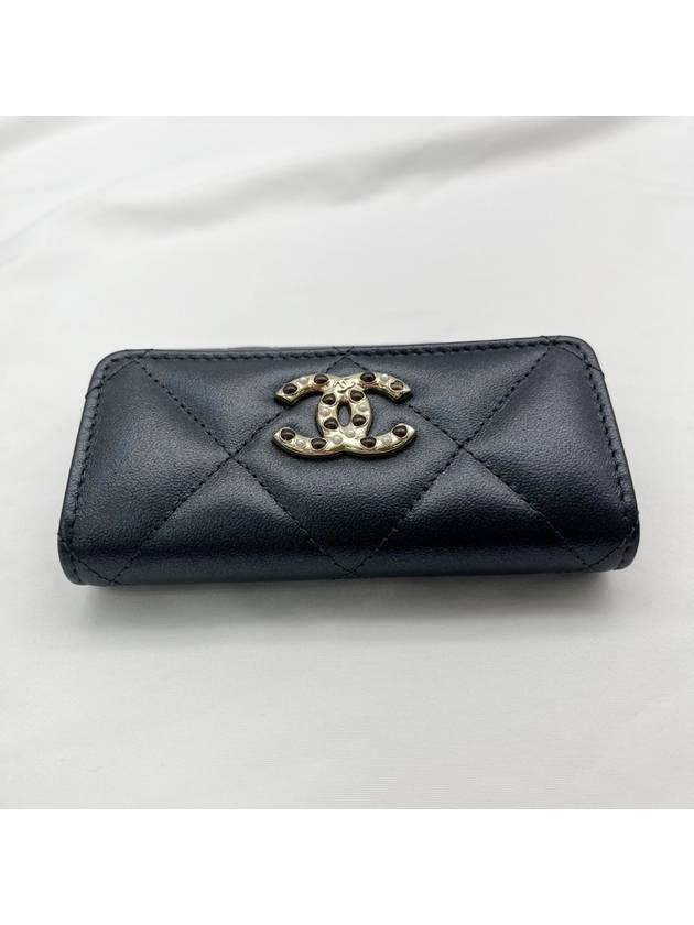 pearly lambskin resin gold flap card wallet black - CHANEL - BALAAN 5