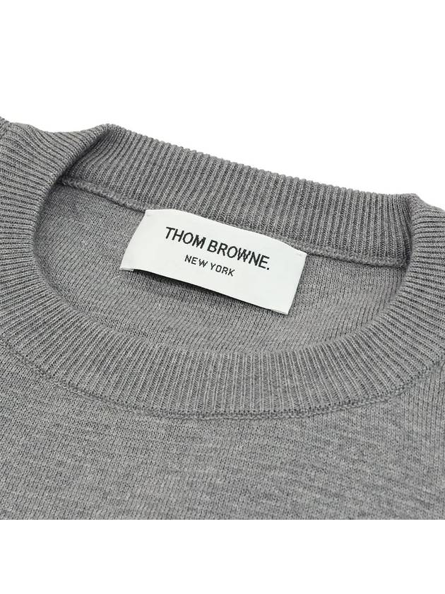 Diagonal Silk Stripe Crew Neck Knit Top Grey - THOM BROWNE - BALAAN 4