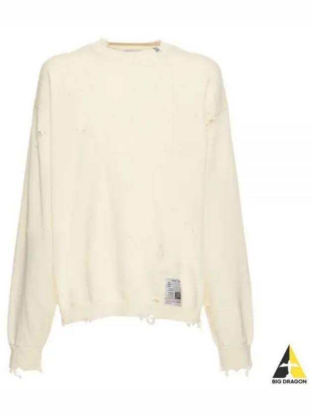 Distressed Cotton Long Sleeve T-shirt White - MIHARA YASUHIRO - BALAAN 2
