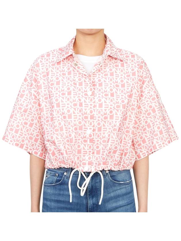 Women's Logo Print Cropped Short Sleeve Shirt Pink - MONCLER - BALAAN 3