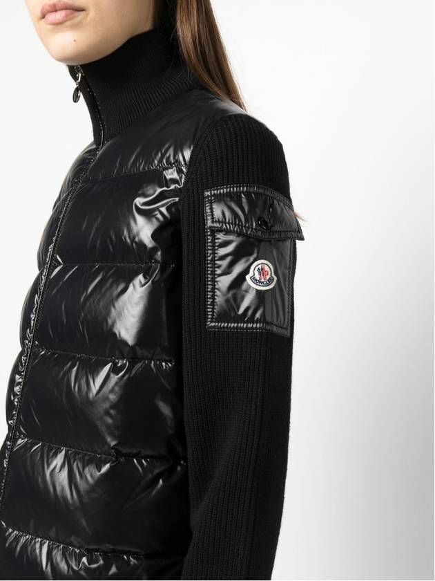 Padded Wool Cardigan Black - MONCLER - BALAAN 3