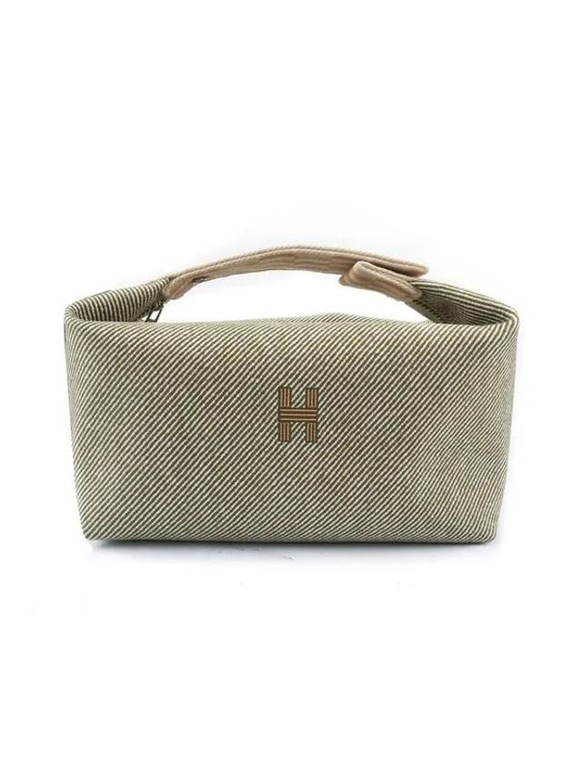 Bride A Brac H Natte Small Pouch Bag Wool Vert Foret - HERMES - BALAAN 1