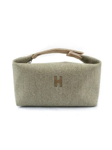 Bride A Brac H Natte Small Pouch Bag Wool Vert Foret - HERMES - BALAAN 1