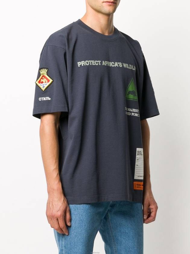 slogan patchwork short sleeve t-shirt navy - HERON PRESTON - BALAAN 5