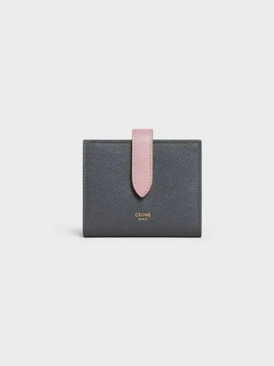 Two-Tone Small Strap Half Wallet Grey Vintage Pink - CELINE - BALAAN 2