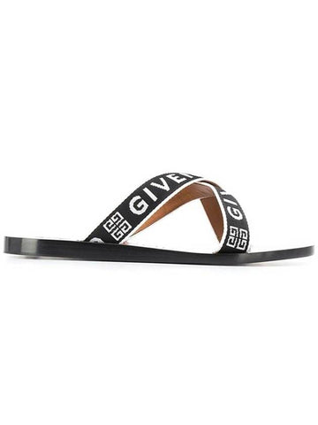 4G Logo Cross Band Slippers Black - GIVENCHY - BALAAN 1